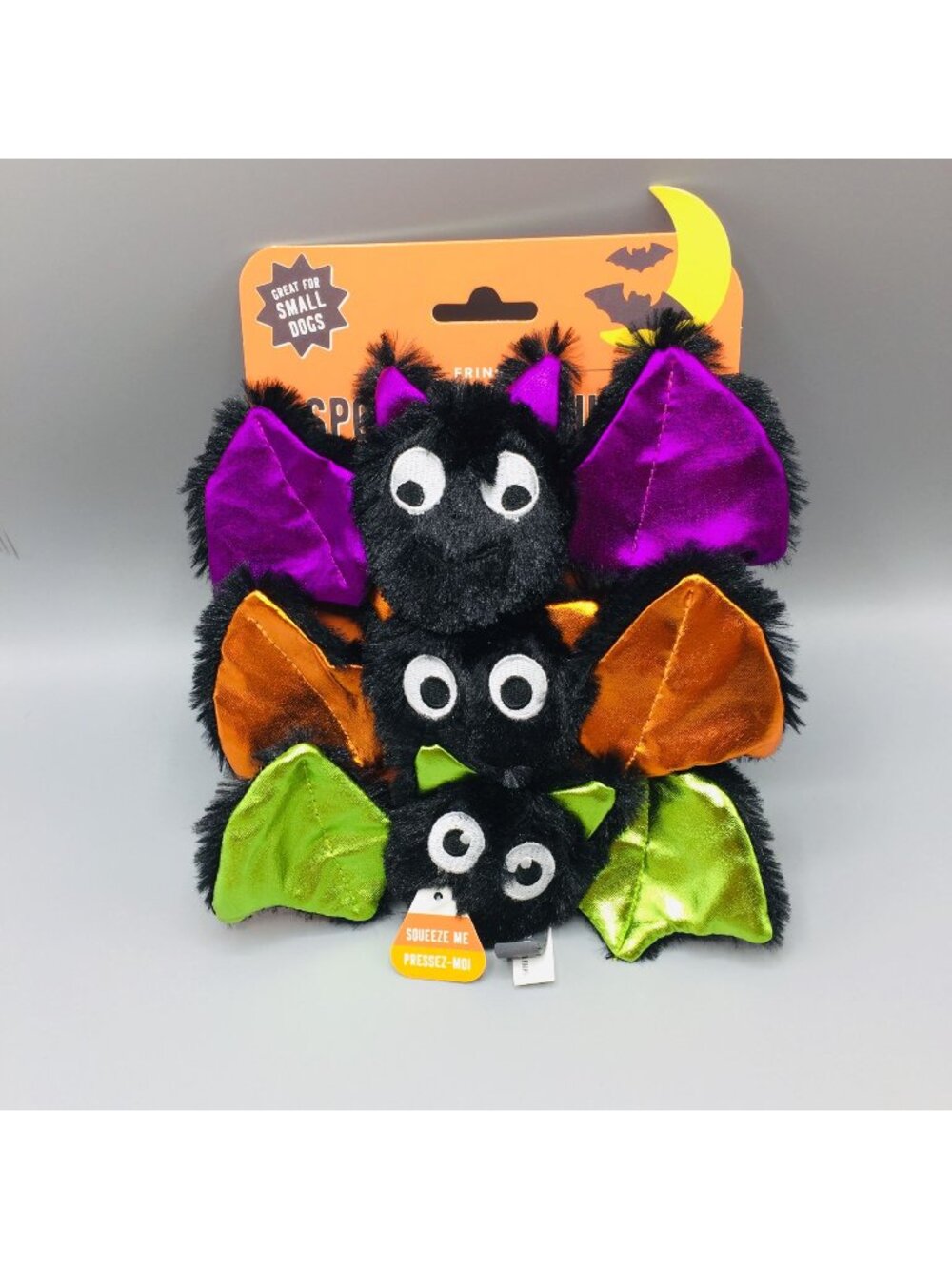 Spooky Creatures THE BATELY BUNCH Black Metallic Plush Squeaker Dog Toys